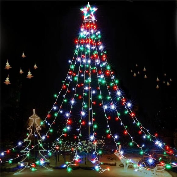 344 LED Christmas Star String Lights with 9 Strands 11.9ft Waterfall Tree Lights - Picture 1 of 7